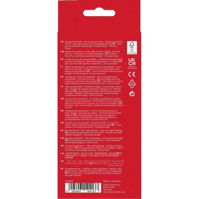 Карандаши цветные Faber-Castell акварельні , 12 кольорів + пензлик (114413) (1407) изображение 2