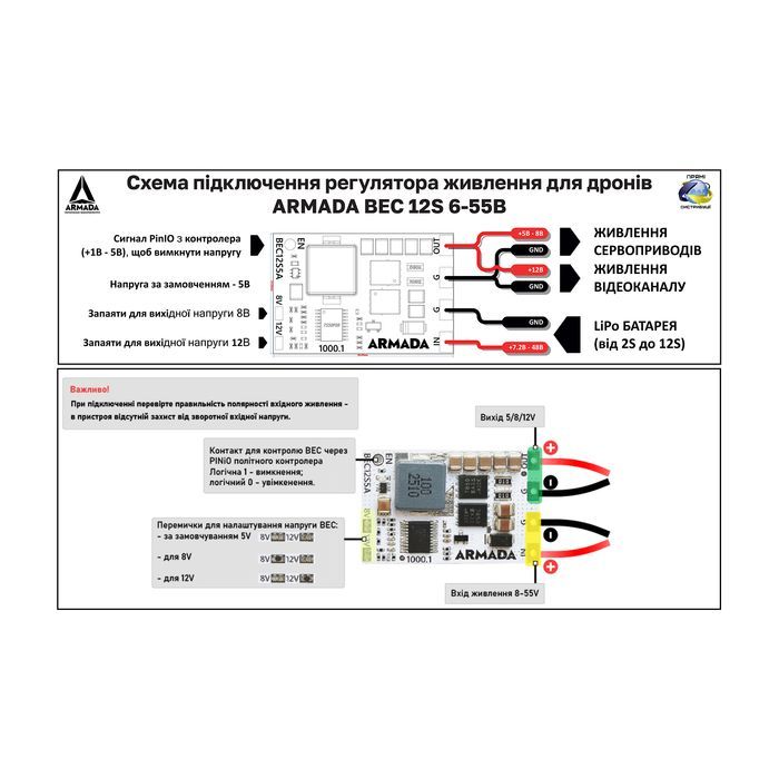 Модуль живлення ARMADA BEC12S-PRO 5V/8V/12V 5A (ARMADA-BEC12S5A-PRO) зображення 5
