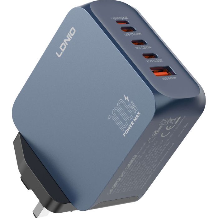 Зарядное устройство LDNIO 3xUSB-C PD100W + 1xLightning + 1xUSB GaN (Q8) изображение 5