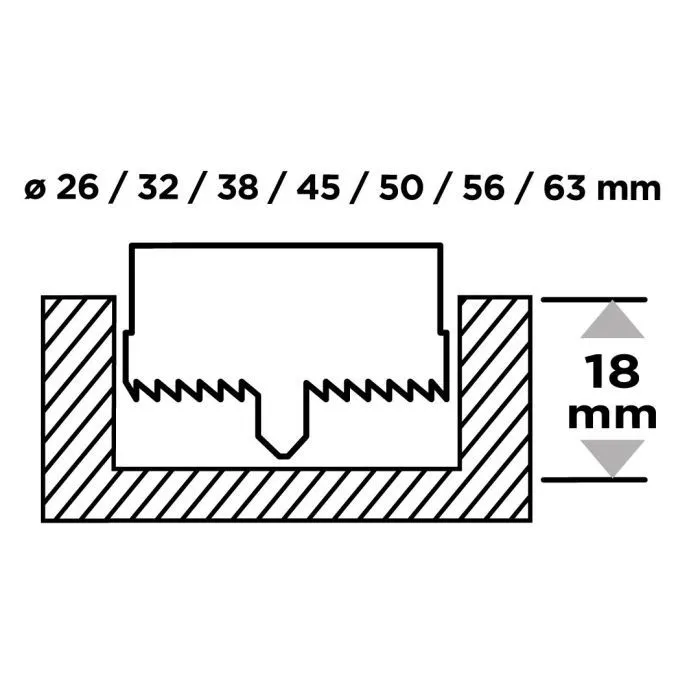 Коронка Graphite по дереву, закаленные зубцы, 26-63х25мм, 7шт (56T751) изображение 2
