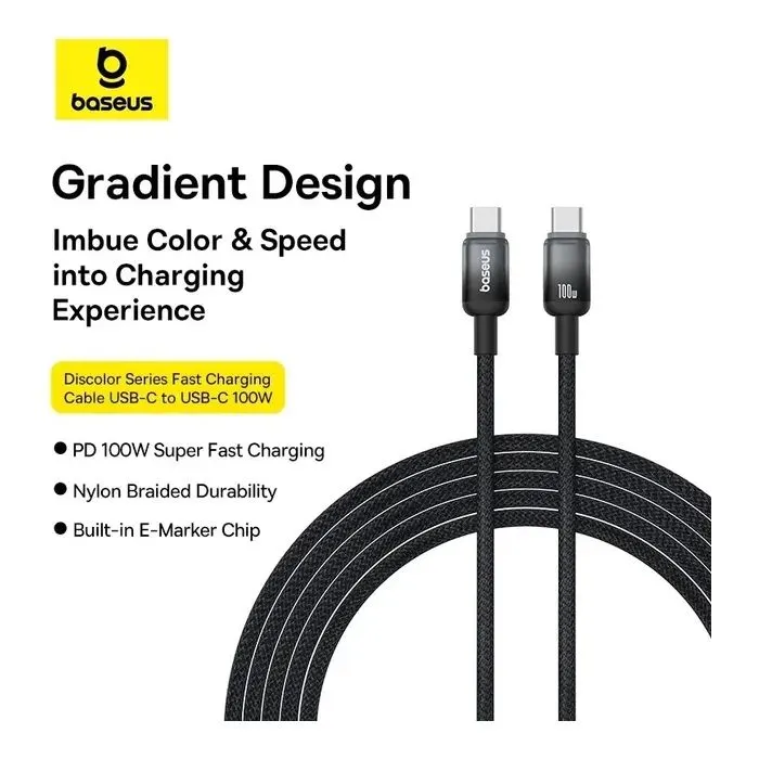 Дата кабель USB-C to USB-C 1.0m 100W black Baseus (P10374902111-00) изображение 4
