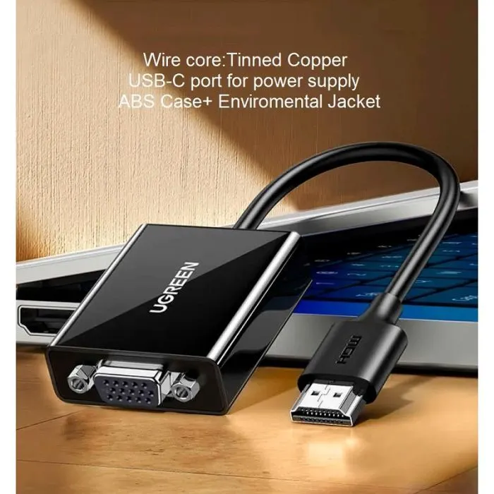 Перехідник HDMI M to VGA F 1920x1080 60Hz black Ugreen (UGR-90813) зображення 8
