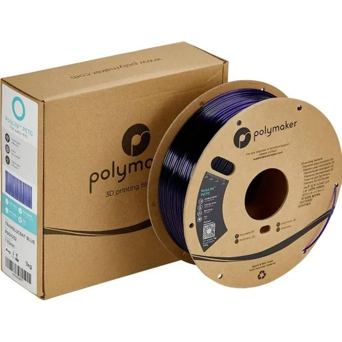 Пластик для 3D-принтера Polymaker PETG POLYLITE 1,75mm 1kg TRANSLUCENT BLUE (PB01032) зображення 4