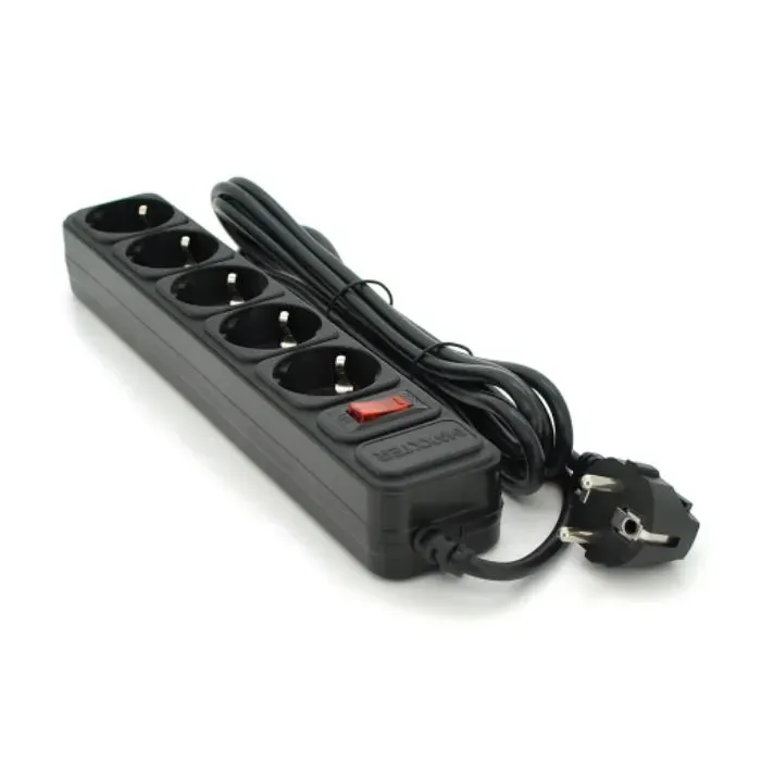Сетевой фильтр питания Maxxter MSP5-G-6B, 5 роз, 1.8 м, Black (MSP5-G-6B)
