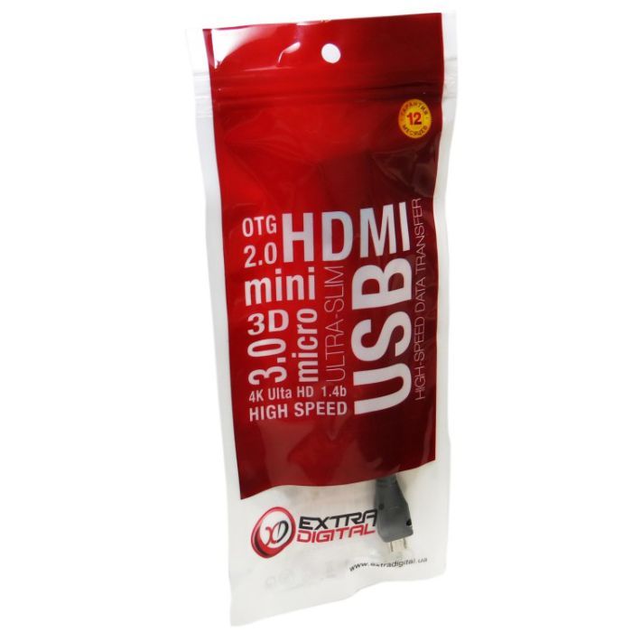 Дата кабель OTG USB 2.0 AF to Micro 5P 0.1m Extradigital (KBO1623) изображение 4