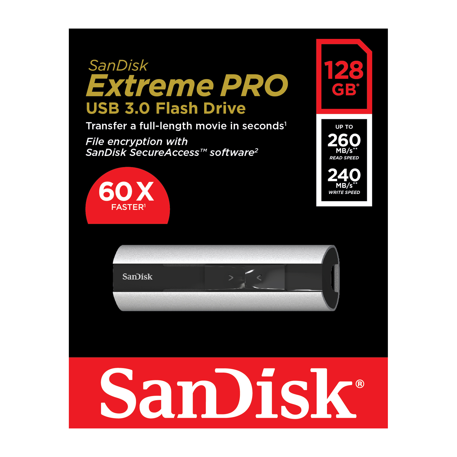 USB флеш накопитель SanDisk 128GB Extreme Pro USB 3,0 (SDCZ88-128G-G46) изображение 6