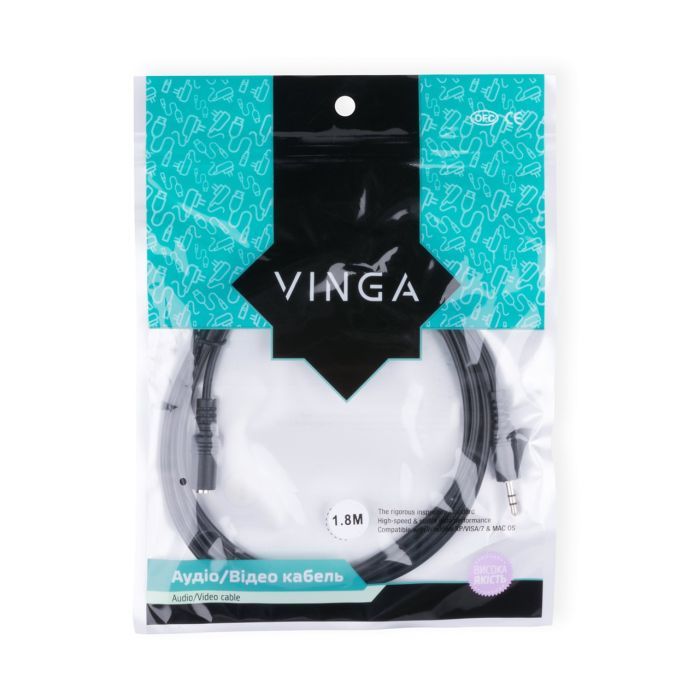 Кабель мультимедийный Jack 3.5mm M/F 1.8m Vinga (3.5STMF01-1.8) изображение 3