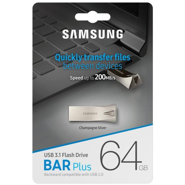 USB флеш накопитель Samsung 128GB Bar Plus Silver USB 3.1 (MUF-128BE3/APC) изображение 7