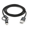 Дата кабель USB 2.0 AM to Micro 5P + Lightning 1m black Vinga (VCPDCLM1BK) зображення 2