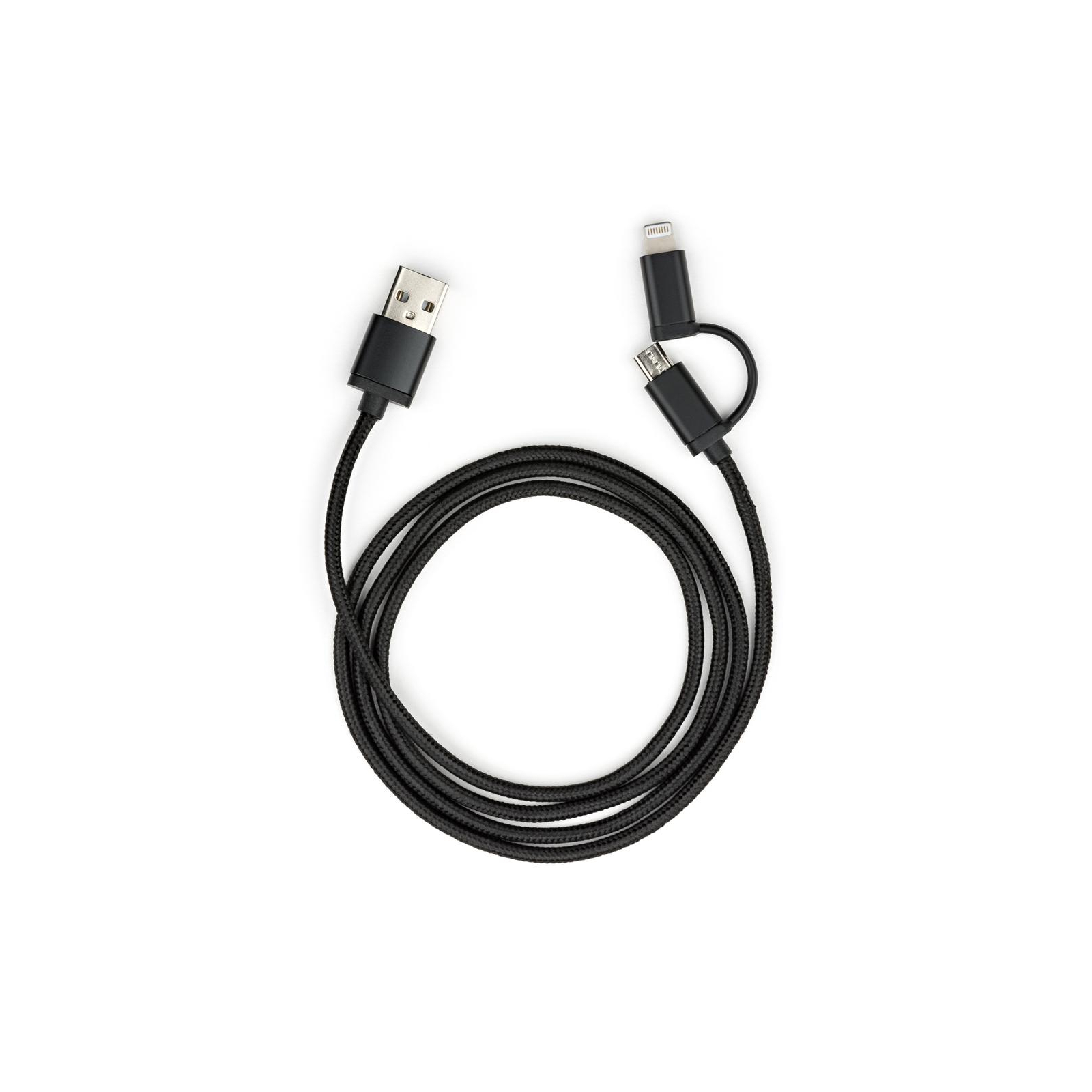 Дата кабель USB 2.0 AM to Micro 5P + Lightning 1m black Vinga (VCPDCLM1BK)