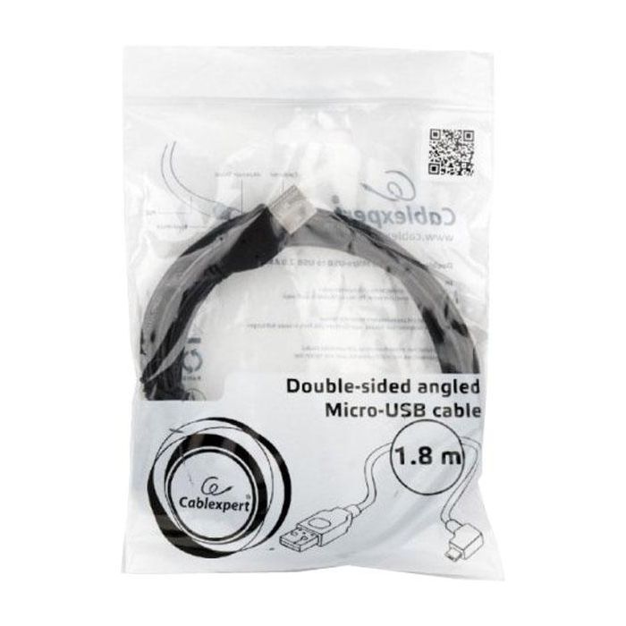 Дата кабель USB 2.0 AM to Micro 5P 1.8m угловой Cablexpert (CC-USB2-AMmDM90-6) изображение 2
