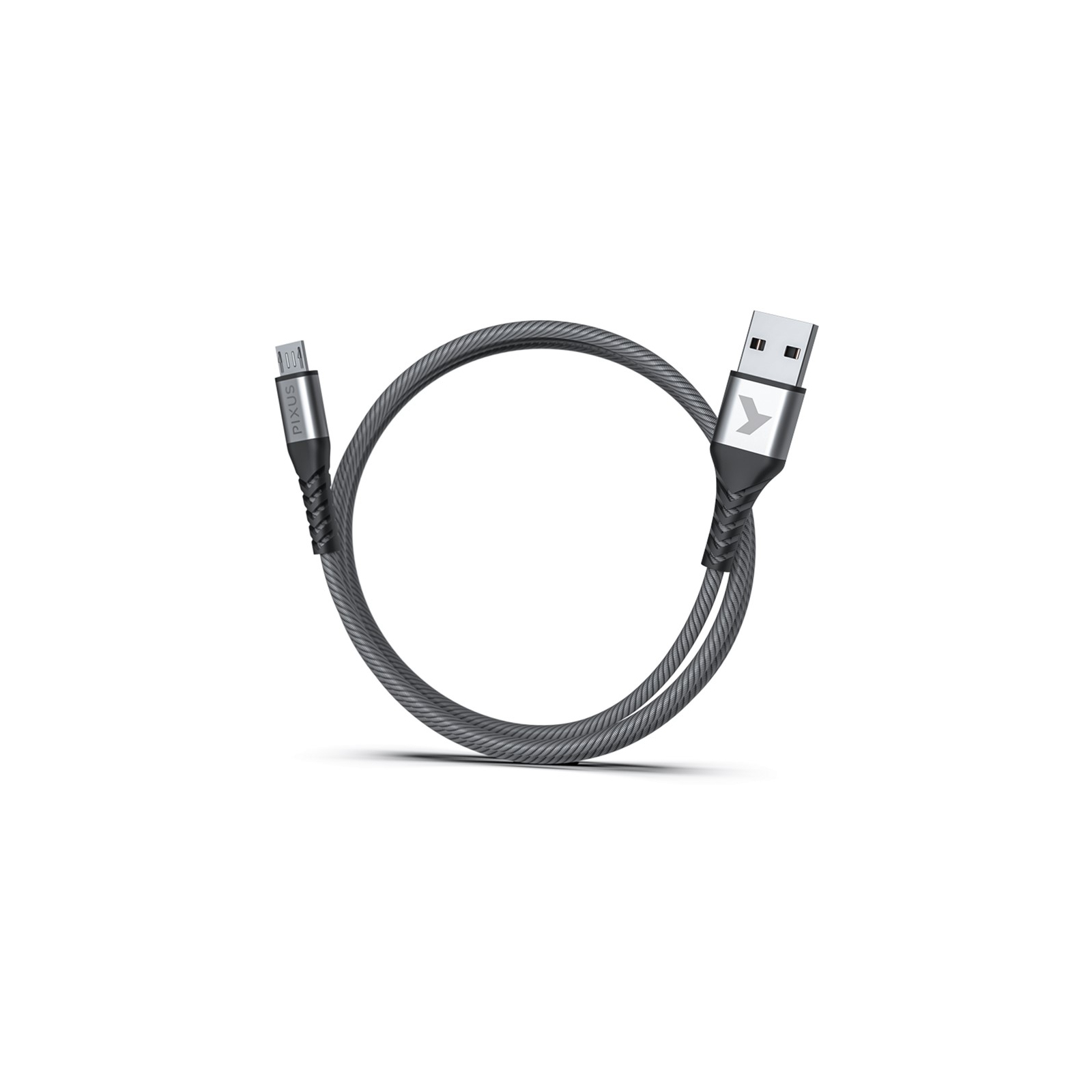 Дата кабель USB 2.0 AM to Micro 5P 1.0m Flex Gray Pixus (4897058531145) зображення 2