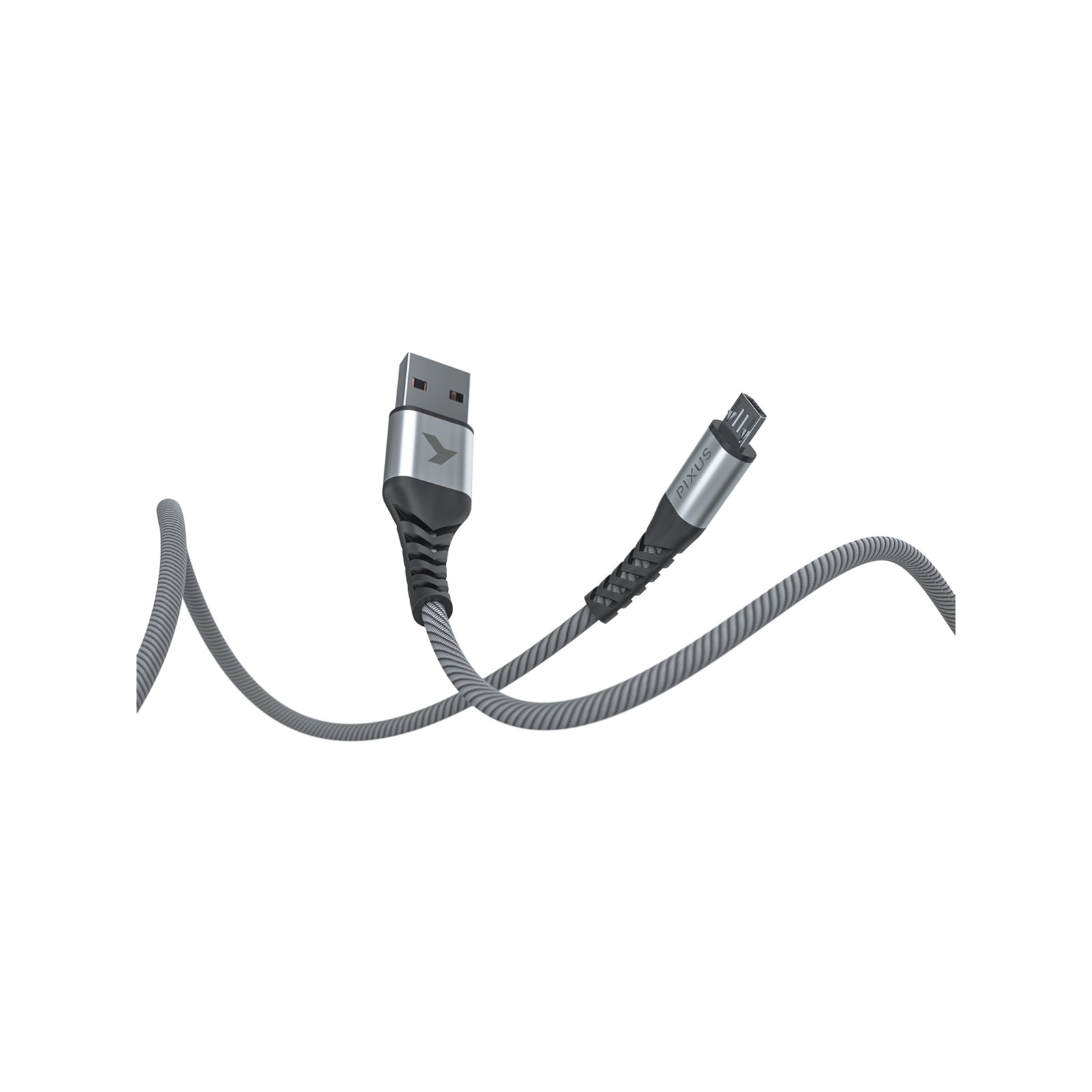 Дата кабель USB 2.0 AM to Micro 5P 1.0m Flex Gray Pixus (4897058531145) изображение 4