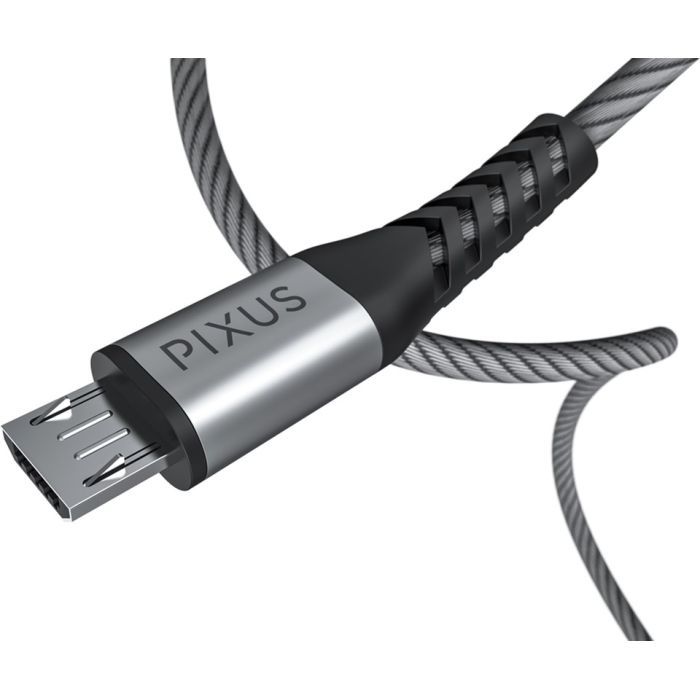 Дата кабель USB 2.0 AM to Micro 5P 1.0m Flex Gray Pixus (4897058531145) изображение 5