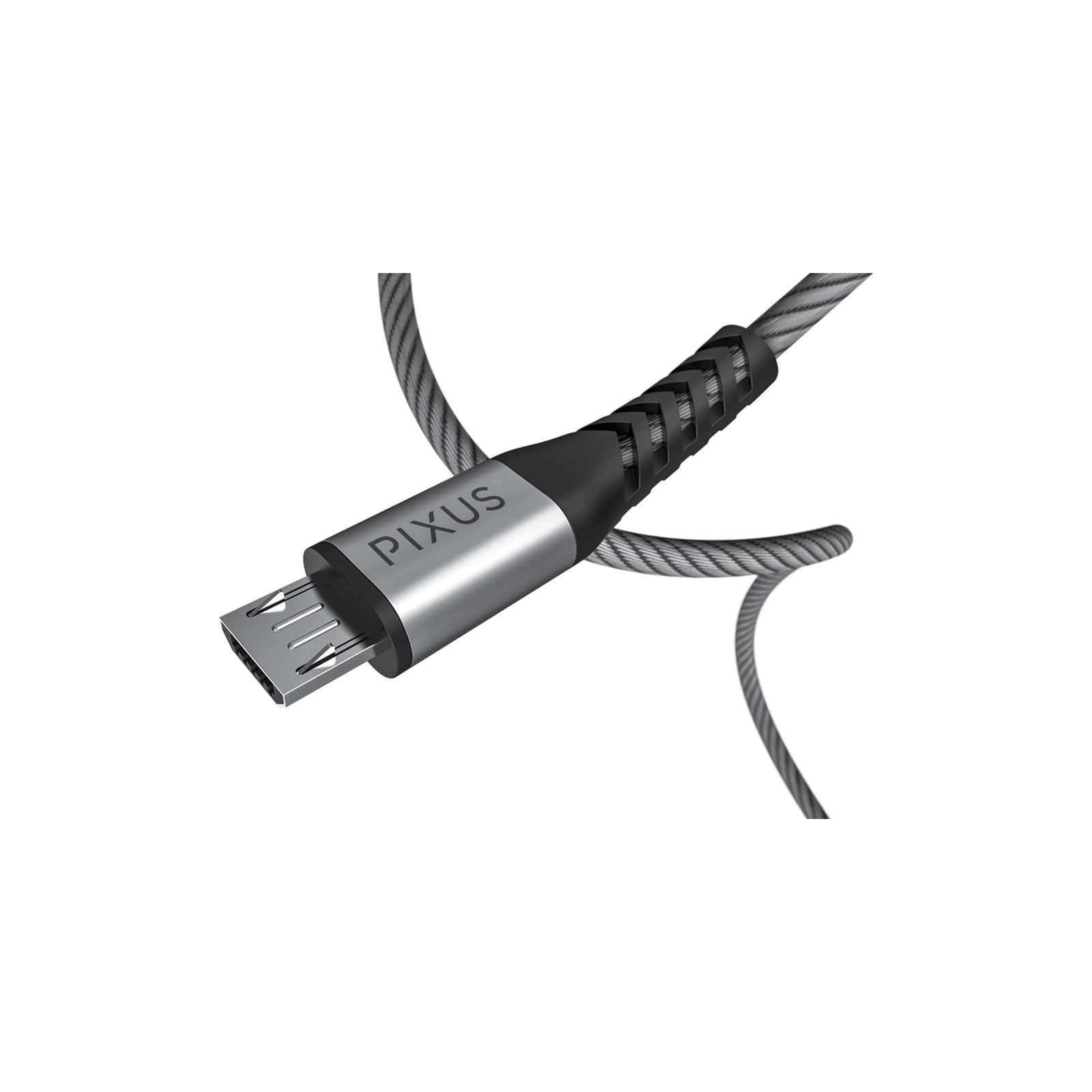 Дата кабель USB 2.0 AM to Micro 5P 1.0m Flex Gray Pixus (4897058531145) изображение 5