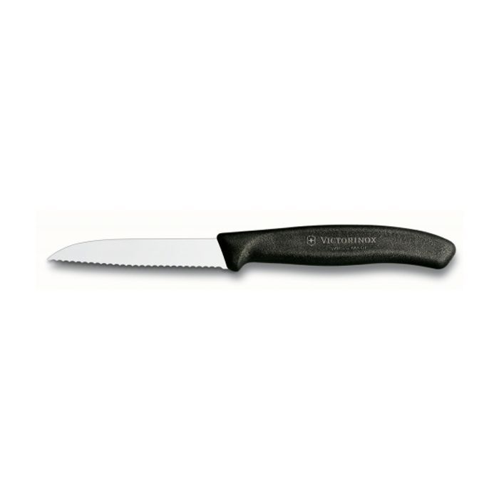 Кухонный нож Victorinox SwissClassic для овощей 8см, волнистое лезвие, черный (6.7433)