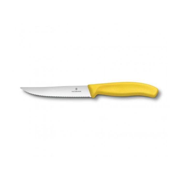 Кухонный нож Victorinox SwissClassic для стейка 12 см, волнистое лезвие, желтый (6.7936.12L8)