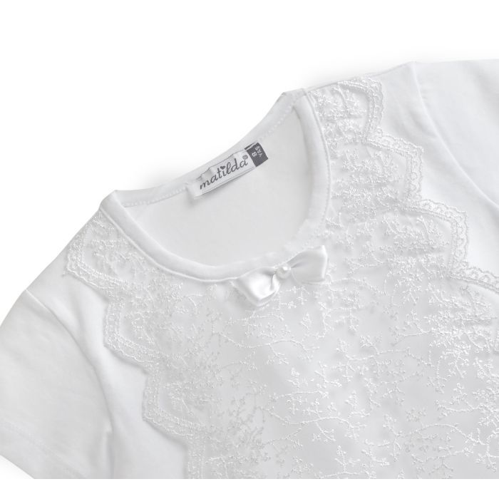 Кофта дитяча Matilda з мереживом з коротким рукавом (10497-152G-white) зображення 2