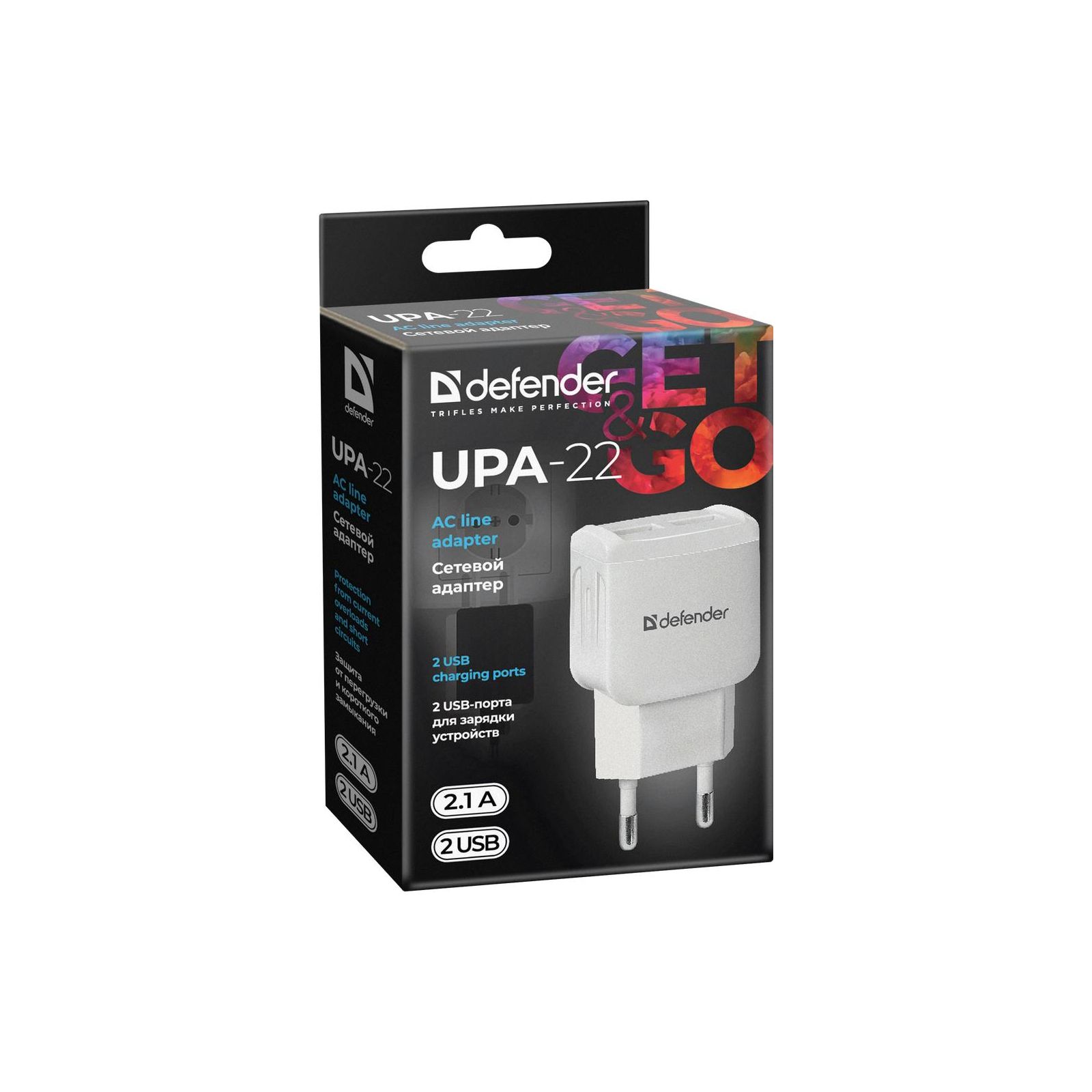 Зарядное устройство Defender UPA-22 white, 2xUSB, 2.1A (83580) изображение 3