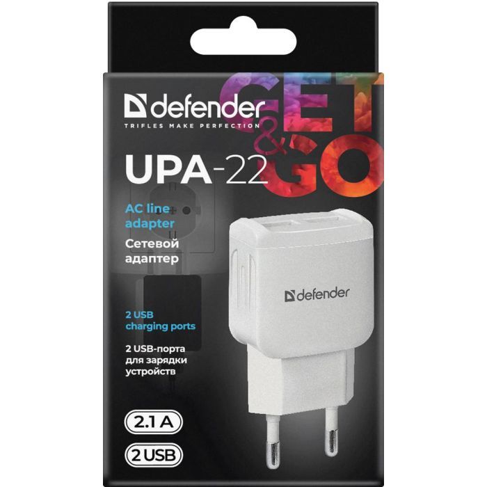 Зарядное устройство Defender UPA-22 white, 2xUSB, 2.1A (83580) изображение 4