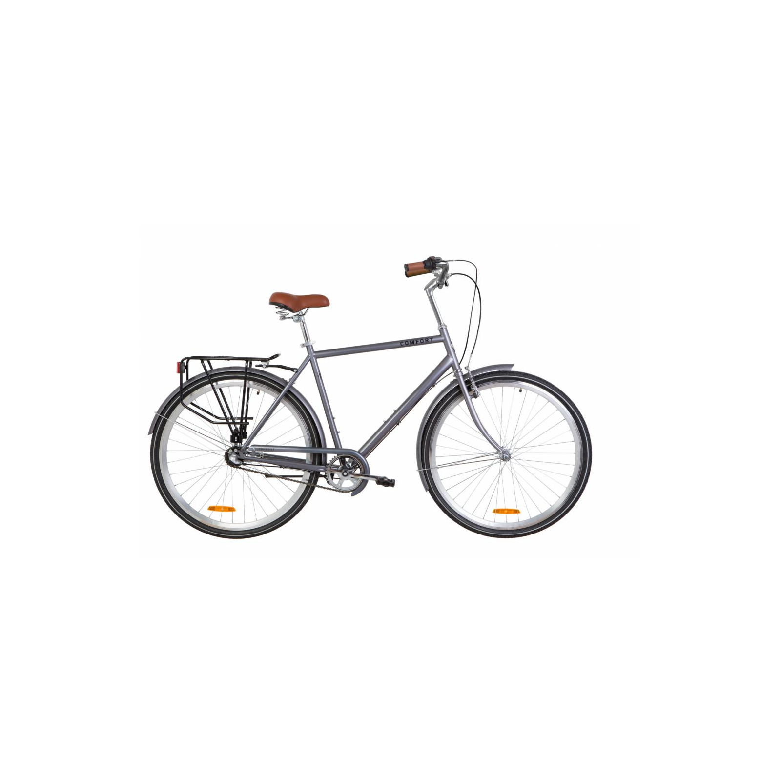 Велосипед Dorozhnik 28" COMFORT MALE рама-22" St 2020 серый с багажником (OPS-D-28-169)