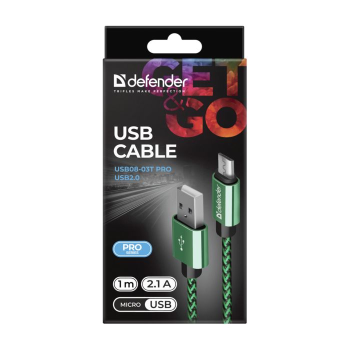 Дата кабель USB 2.0 AM to Micro 5P 1.0m USB08-03T blue Defender (87805) изображение 4