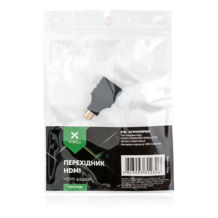 Переходник HDMI AF to HDMI D (micro) AM Vinga (VCPHDMIFMM) изображение 4