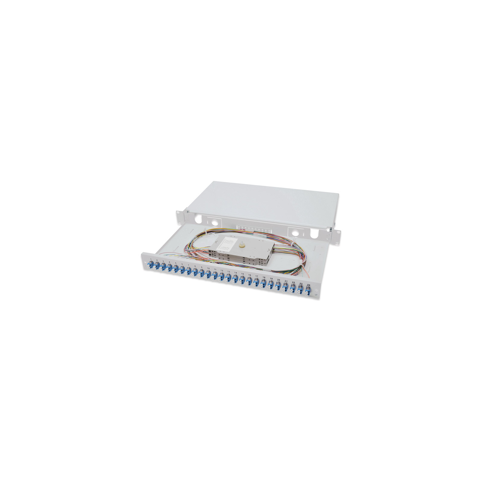 Патч-панель Digitus оптична 1U-24xLC duplex, Splice Cass, OS2 Color Pigtails, Ad (DN-96332/9)