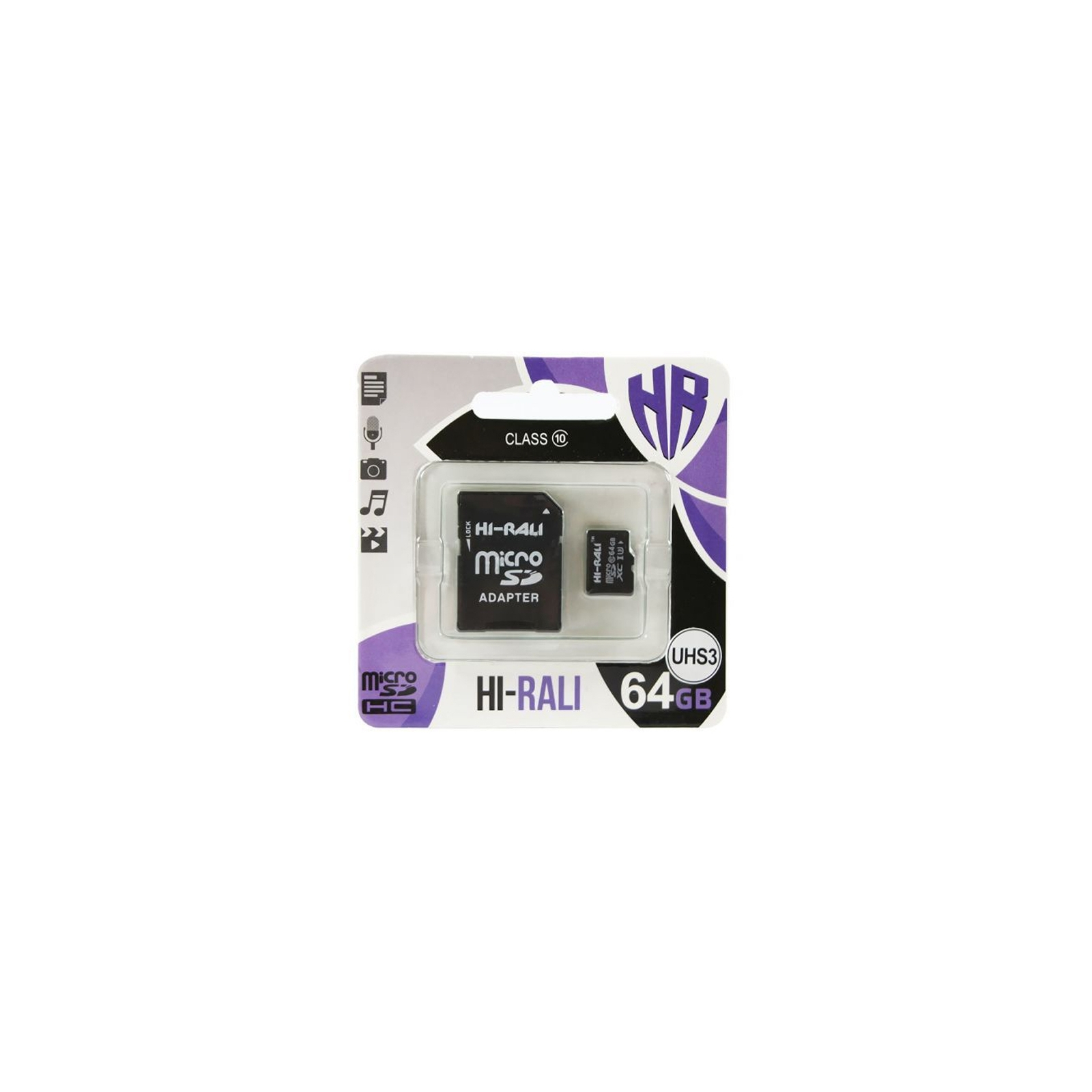 Карта пам'яті Hi-Rali 64GB microSD class10 UHS-I U3 (HI-64GBSDU3CL10-01)