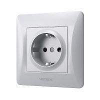 Розетка Videx BINERA 2ая із заземленням кремова (VF-BNSK1G-SS) зображення 2