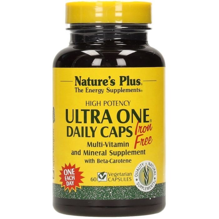 Мультивітамін Natures Plus Щоденні Мультівітаміни без Заліза, Ultra One, 60 гелевих (NTP30081)