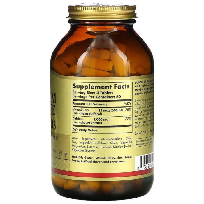 Витаминно-минеральный комплекс Solgar Цитрат Кальція + Вітамін D3, Calcium Citrate with Vitamin D (SOL-00432) изображение 2
