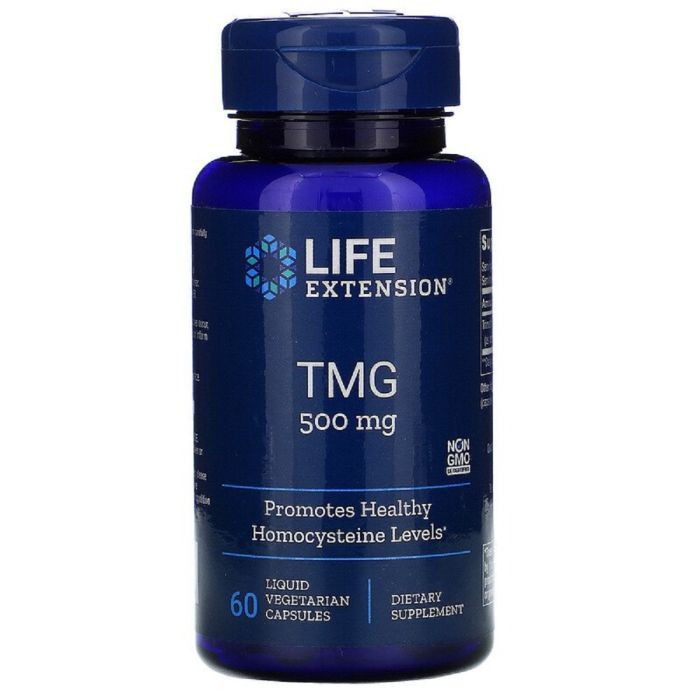 Витамин Life Extension Триметилглицин, ТМГ, TMG, 500 мг, 60 вегетарианских капсул (LEX-18596)