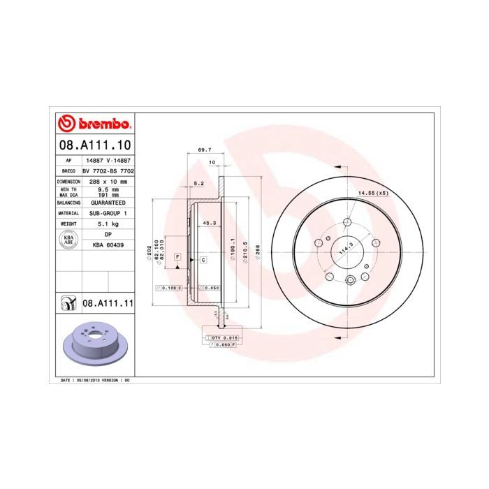 Тормозной диск Brembo 08.A111.11