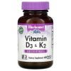 Витамин Bluebonnet Nutrition Витамины D3 и K2, Vitamins D3 & K2, 60 вегетарианских капсу (BLB-00654)
