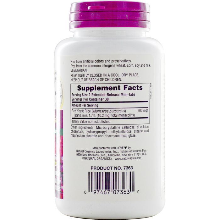 Травы Natures Plus Красный Дрожжевой Рис 600мг, Herbal Actives, 60 мини таблет (NAP-07362) изображение 2