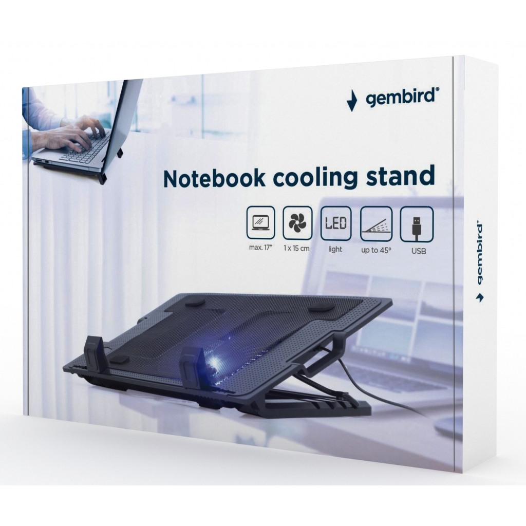 Подставка для ноутбука Gembird до 17", 1x150 mm fan, black (NBS-1F17T-01) изображение 5