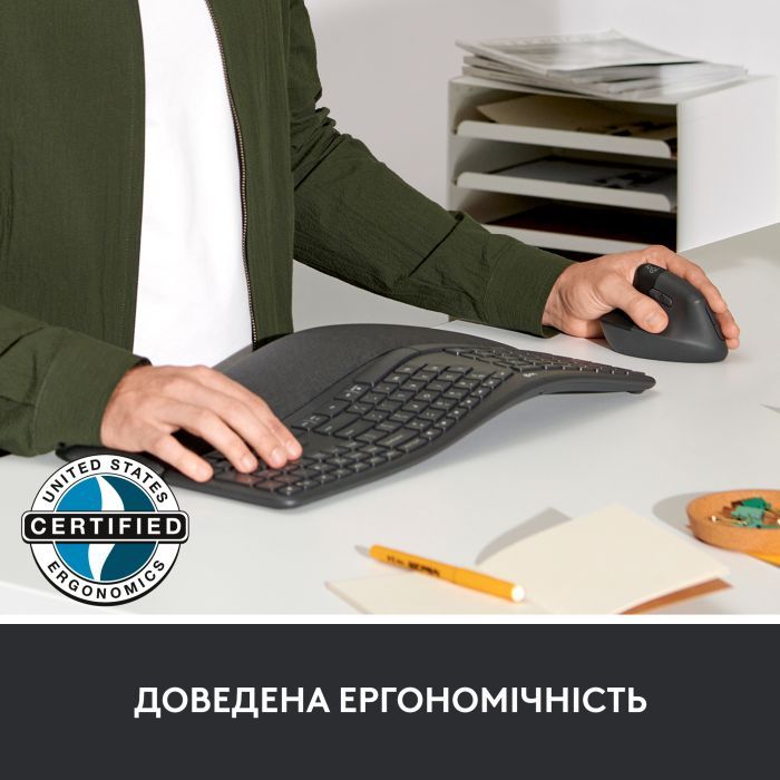 Мишка Logitech Lift Left Vertical Ergonomic Wireless/Bluetooth for Business Graphite (910-006495) зображення 5