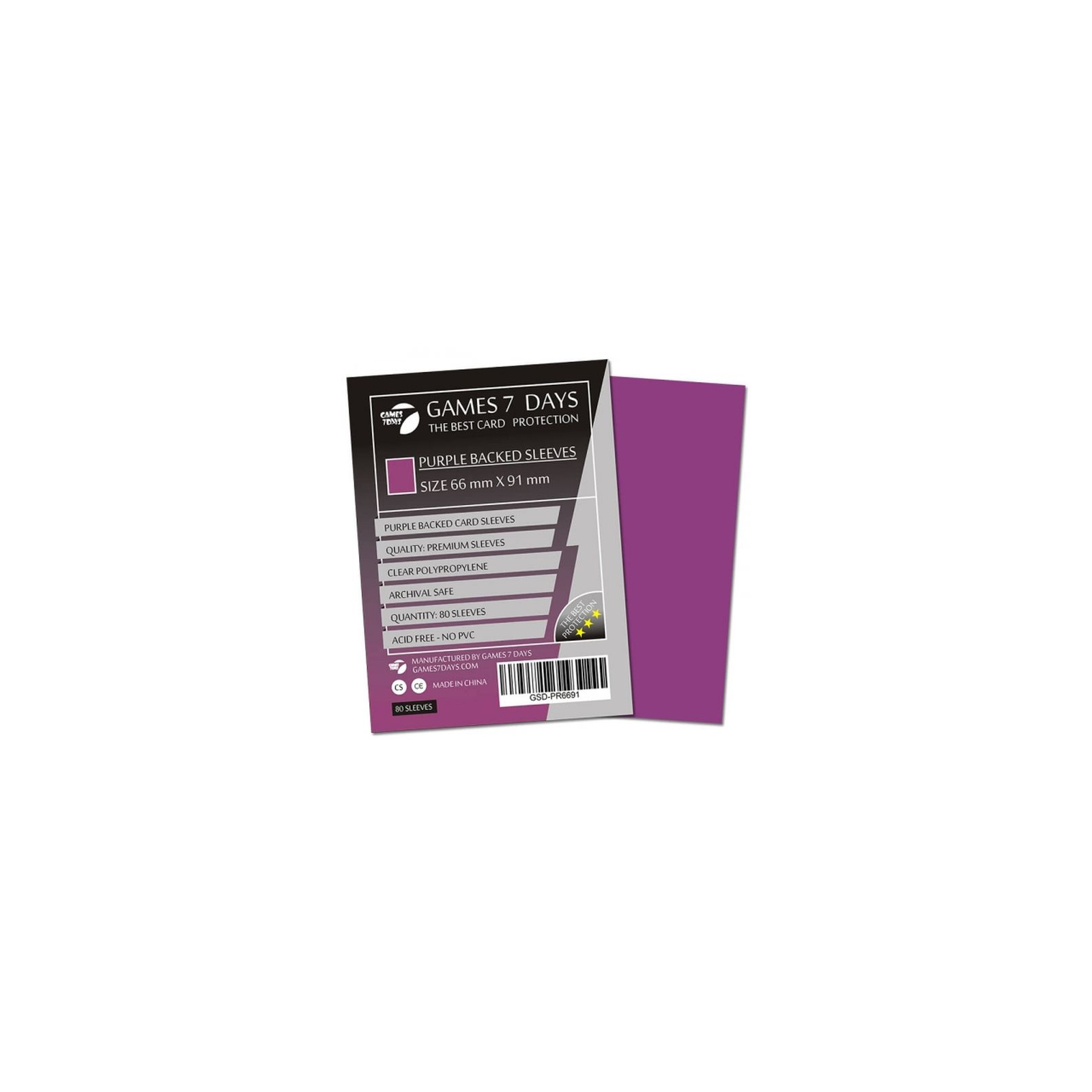 Протектор для карт Games7Days 66 х 91 мм, MTG, 80 шт Purple (PREMIUM) (GSD-PR6691)
