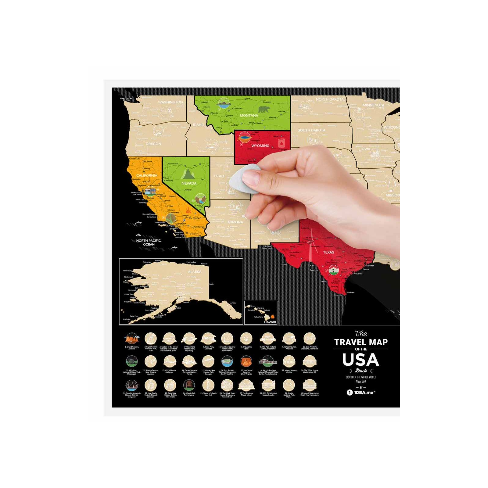 Скретч карта 1DEA.me Travel Map USA Black (13028) изображение 5