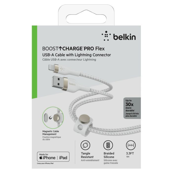 Дата кабель USB 2.0 AM to Lightning 1.0m white Belkin (CAA010BT1MWH) изображение 2