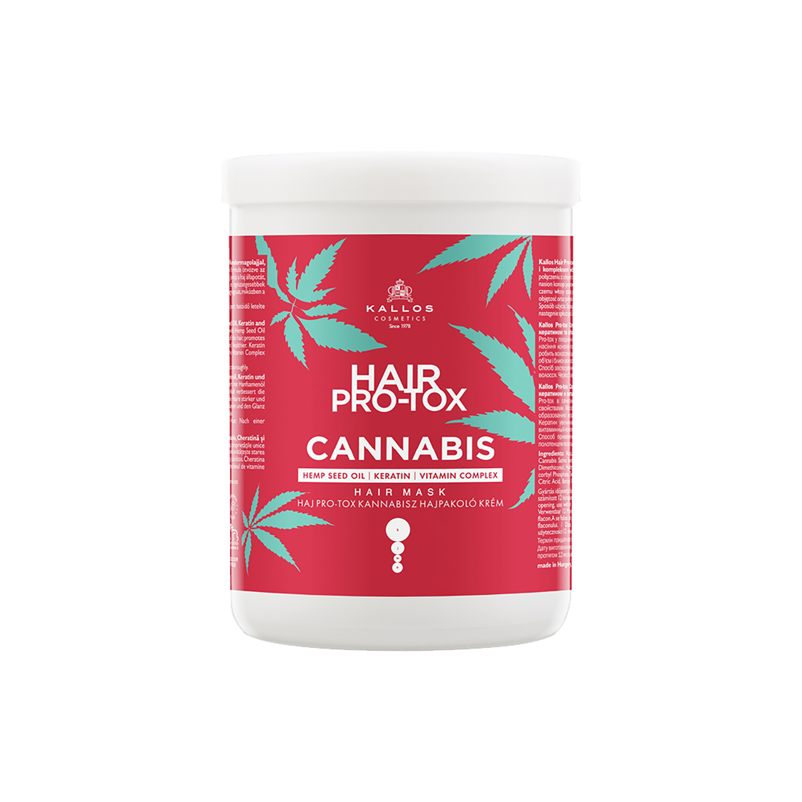 Маска для волос Kallos Cosmetics Hair Pro-Tox Cannabis с маслом семян конопли, кератином и витаминным комплексом 1000 мл (5998889517403)