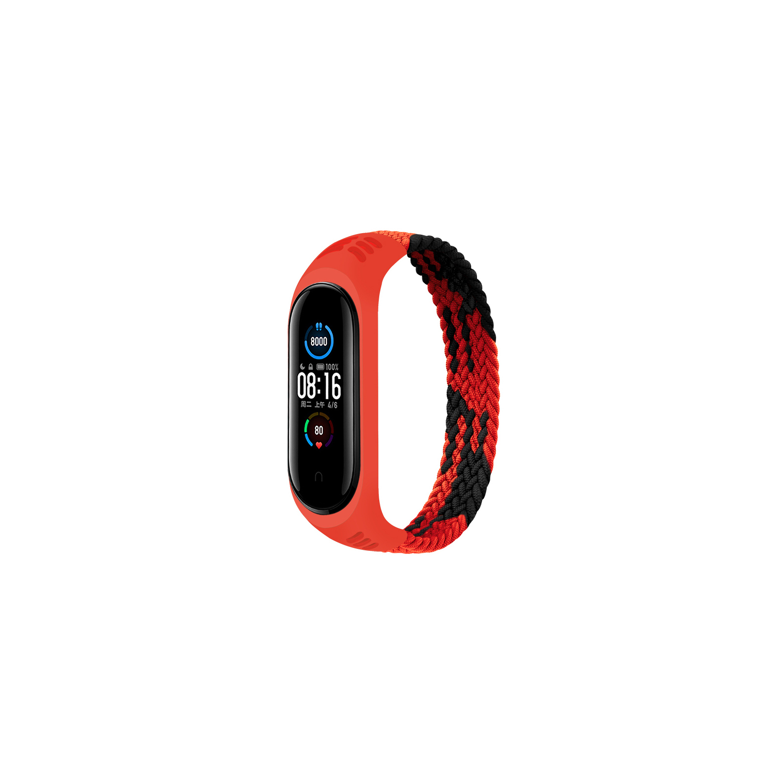Ремешок для фитнес браслета BeCover Elastic Nylon Style для Xiaomi Mi Smart Band 5/6 (Size L) Black-Red (706157)