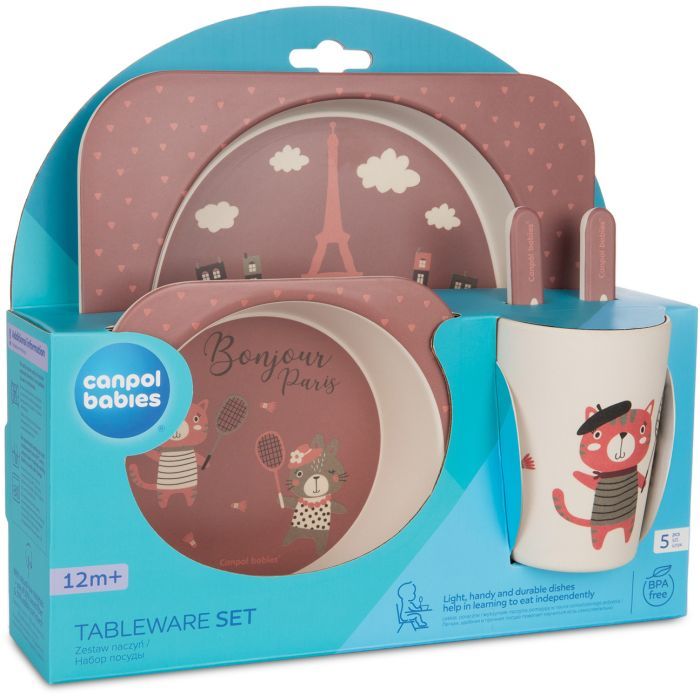 Набор детской посуды Canpol babies BONJOUR PARIS посуды 5 эл. бежевый (9/227_bei) изображение 2