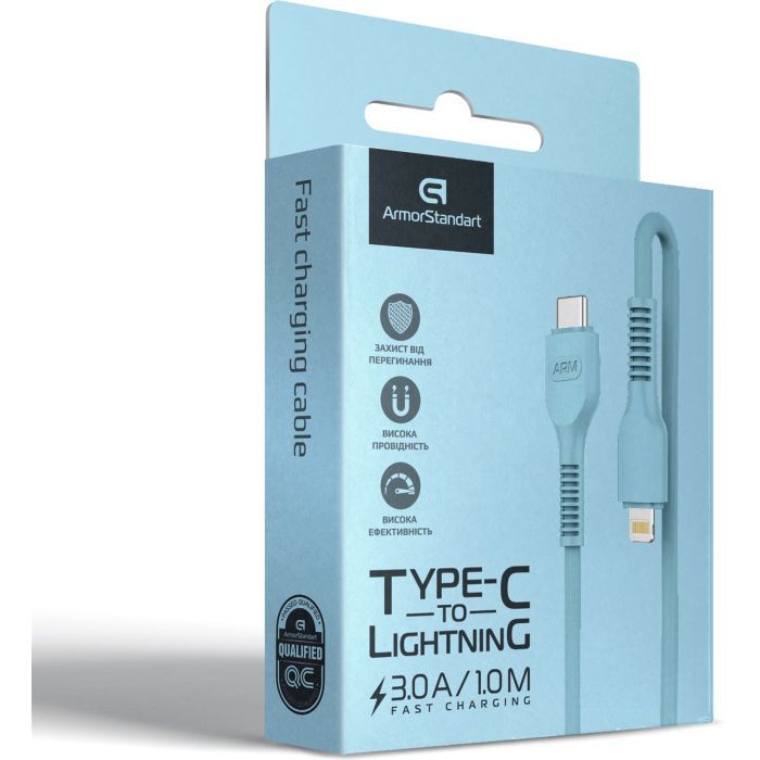Дата кабель USB-C to Lightning 1.0m AR88 3A Peach Armorstandart (ARM65289) изображение 4