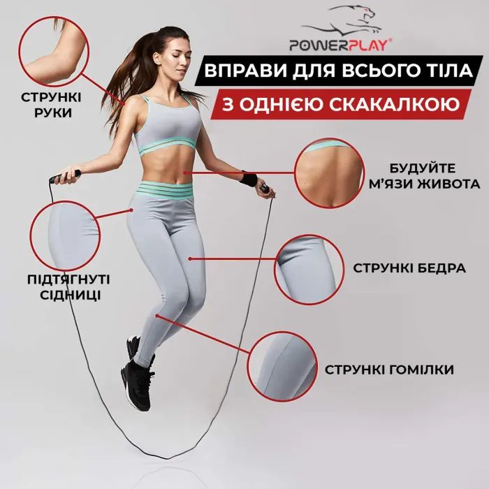 Скакалка PowerPlay 4211 швидкісна 120г х 2 Чорна (PP_4211) изображение 5