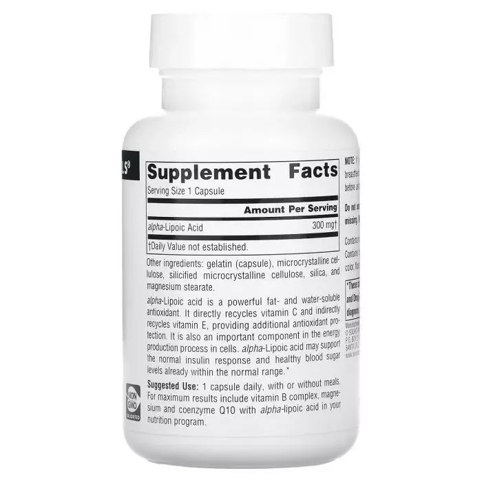 Антиоксидант Source Naturals Альфа-липоевая кислота, 300 мг, Alpha Lipoic Acid, 60 капсул (SNS-01764) изображение 2