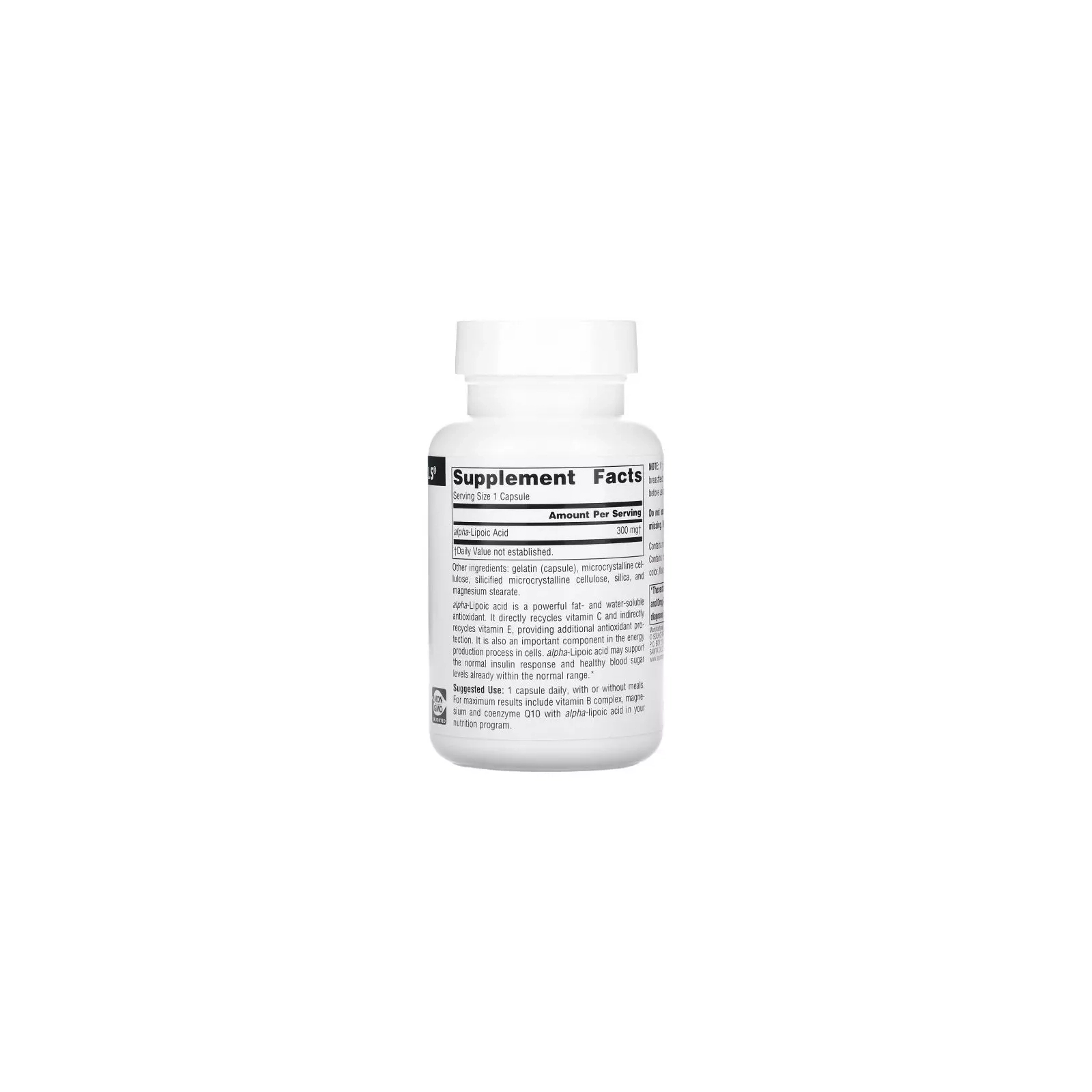 Антиоксидант Source Naturals Альфа-липоевая кислота, 300 мг, Alpha Lipoic Acid, 60 капсул (SNS-01764) изображение 2