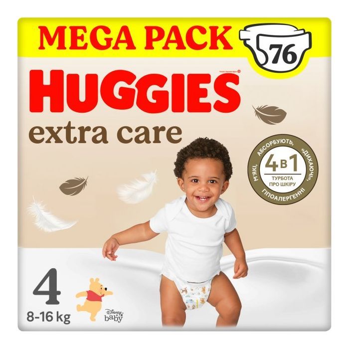 Подгузники Huggies Extra Care Size Размер 4 (8-16 кг) 76 шт (5029053583167)