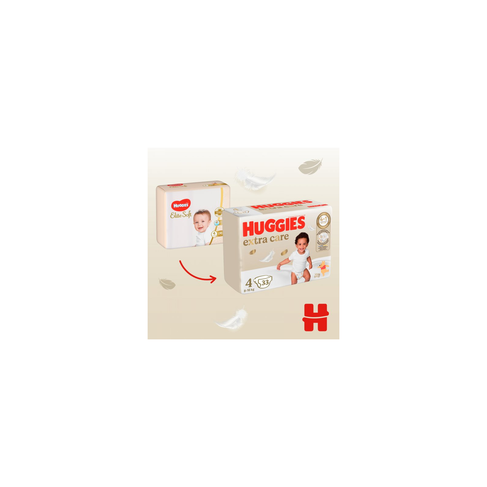 Підгузки Huggies Extra Care Size 4 (8-16 кг) 33 шт (5029053583143) зображення 4